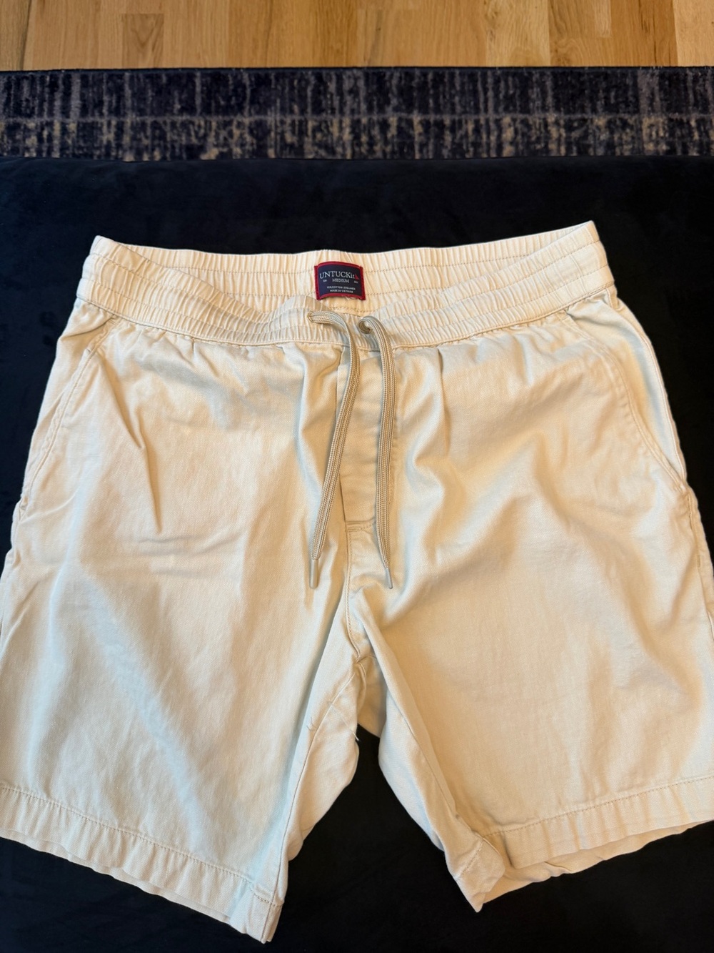 UNTUCKit Tan Elastic Waist Cotton-Linen Shorts
